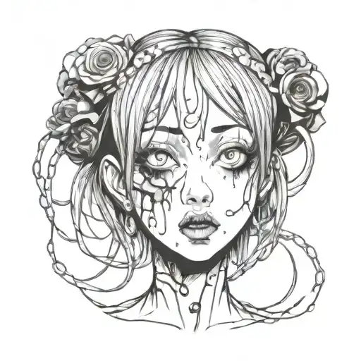 Black And White Anime Girl Character Horror Junji Ito Style