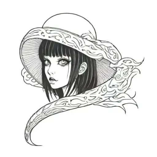 Black And White Anime Girl Character Horror Gothic Junji Ito Style