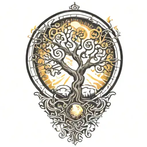 Tree Of Life And Sun And Moon
