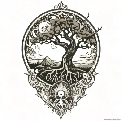 Tree Of Life And Sun And Moon