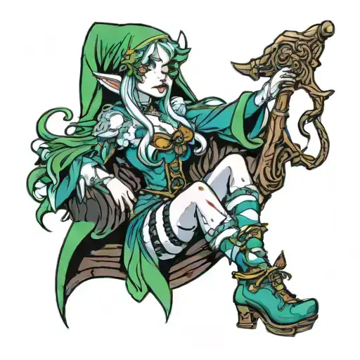 Female Elf Druid Old School Pinup Girl
