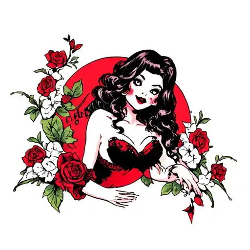 Topless Vampir Girl Pinup