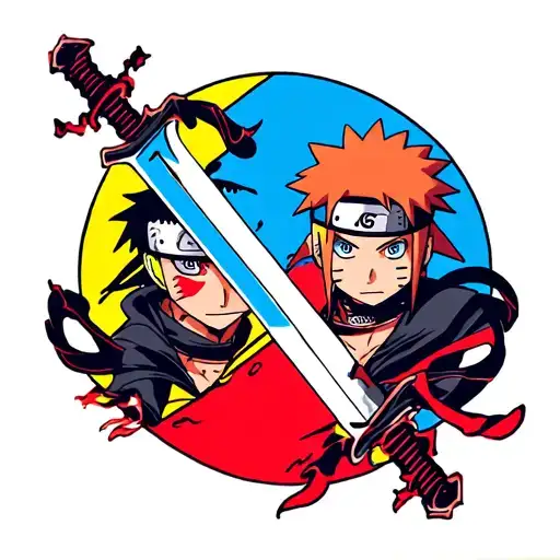 Naruto Tatoo With Gaara And Naruto As Two Sides Of The Same Sword