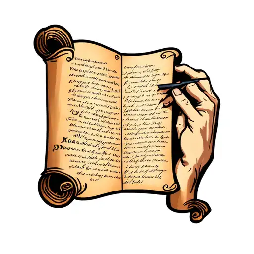 A Scroll In A Dna Pattern With Gods Hands Making The Script On Male Forearm