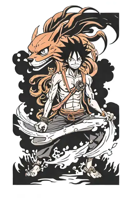 Kurama Et Luffy One Piece