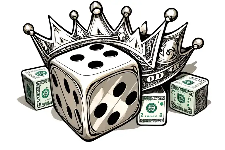 Dice With 3 Point Crown Made Of Money