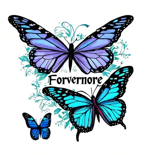 The Word Forevermore Surrounded By Butterflies