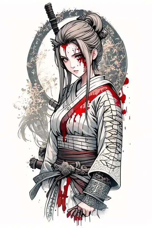 Samurai Girl Dark Souls With Blood On Her Face