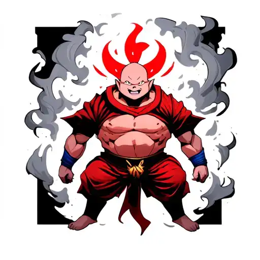 Majin Buu Symbol In Red With Smoke Around It