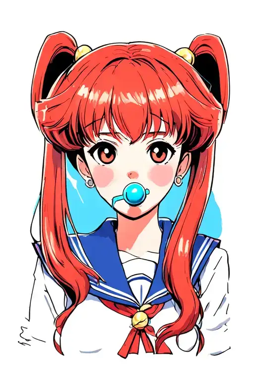 Red Headed Sailor Moon With Ball Gag In Mouth In Portrait Painting