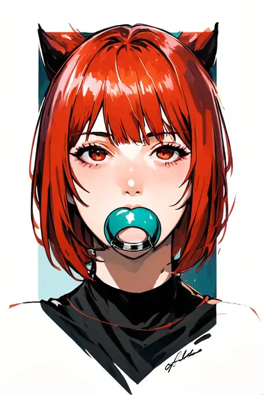 Red Headed With Ballgag In Mouth In Portrait Painting