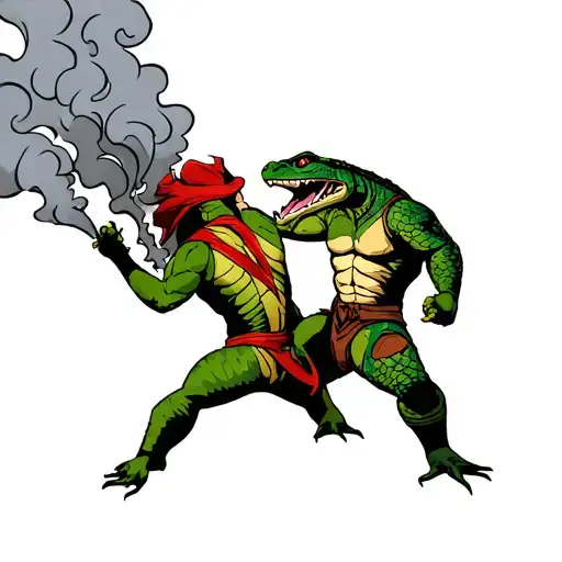 Fight Between Reptile And Smoke From Mortal Kombat
