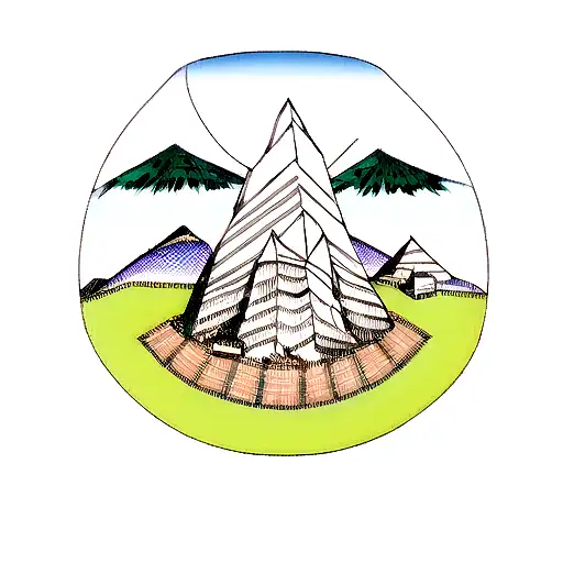 A Chessboard Patterned Compass Pointing Towards A Mountain Peak