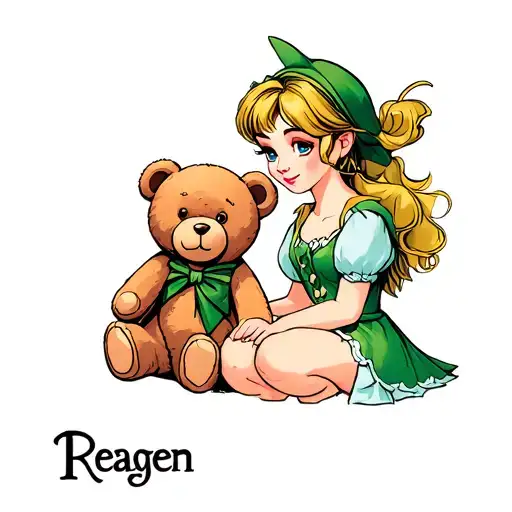 Full Body Baby Peter Pan Wendy With A Teddy Bear And The Name Reagen