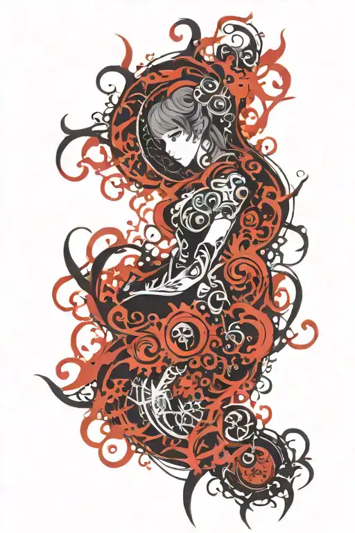 Abstract Gothic Red-and-black Pattern