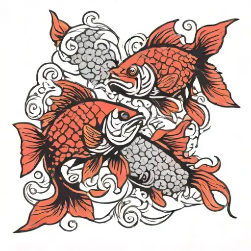 Two Carp Red And Black