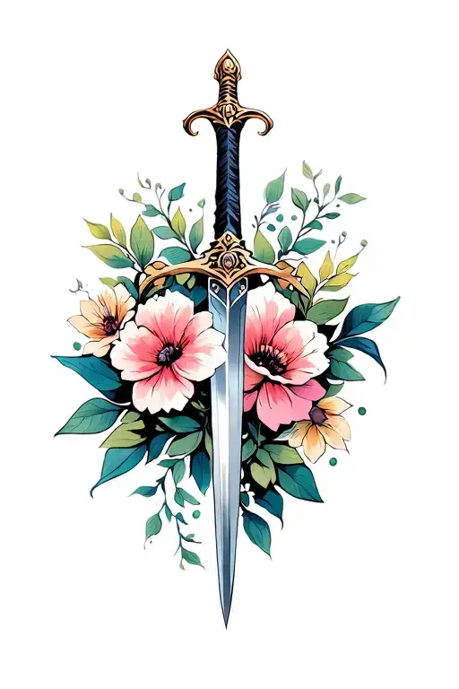 Sword And Flowers Simple