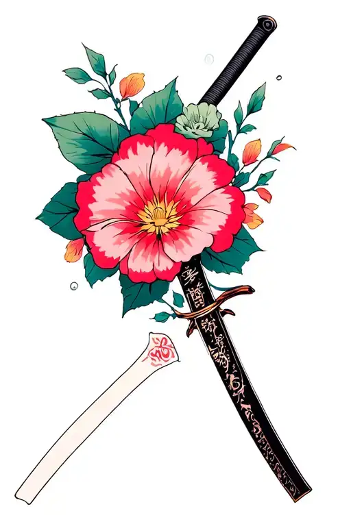 Katana And Flowers