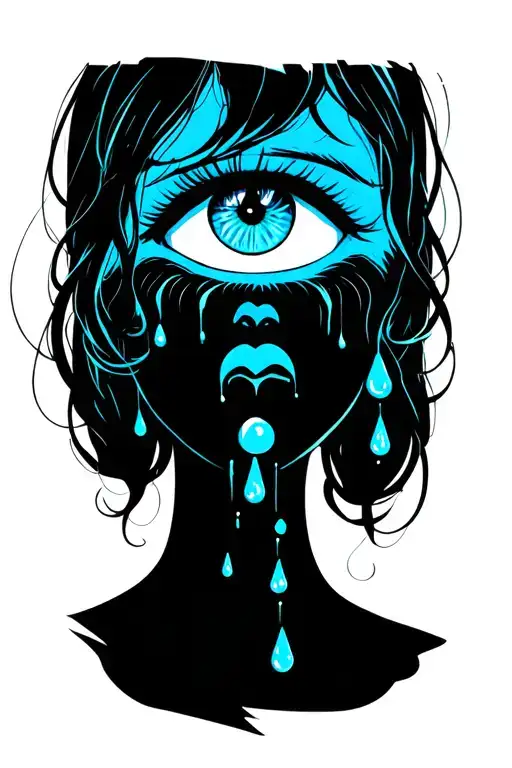 Eye Crying And Tear Drops Turn Into A Black Woman