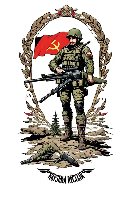Russian Warfare With Soviet Flag