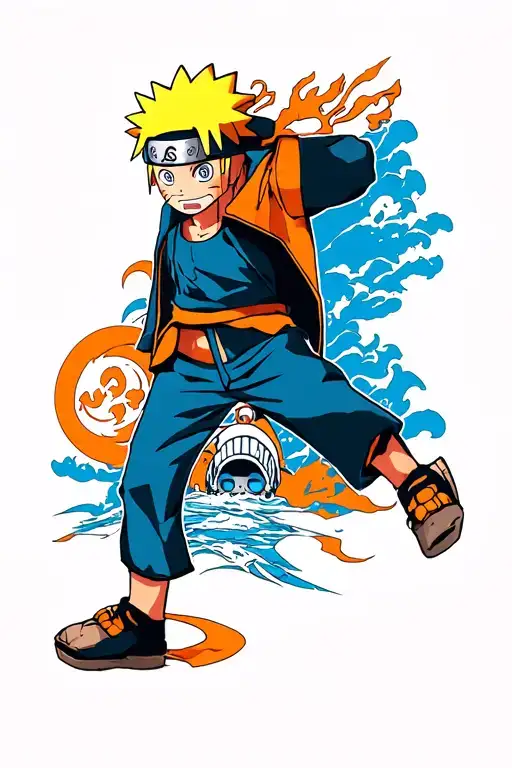 Naruto And One Piece Logo Combined
