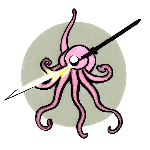Octopus With One Lage Eye Holding A Sword