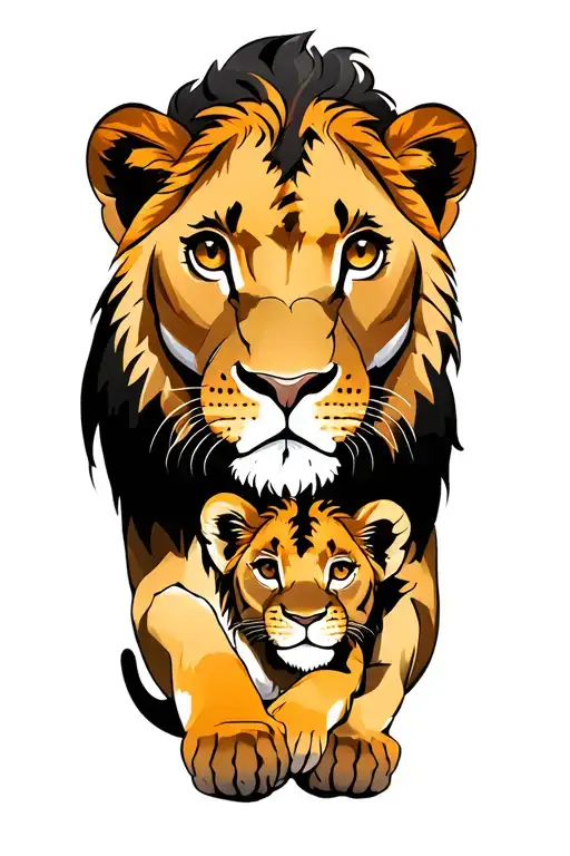 Lioness With 2 Cubs Playing