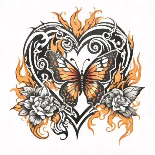 Fire Butterfly On Heart
