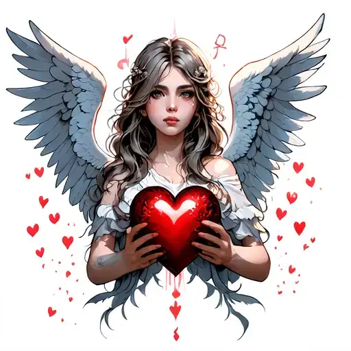 Fallen Angel Holding A Heart