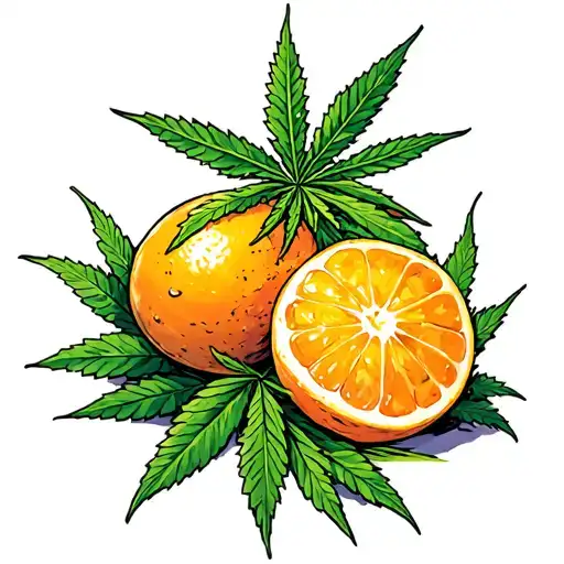 Oranges With Weed Leaves