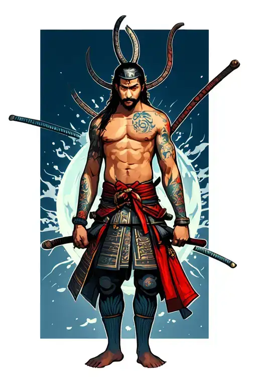Naked Samurai With Body