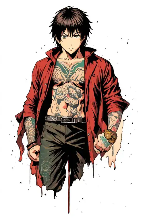 Eren Yaeger With Attack Titan Behind Him