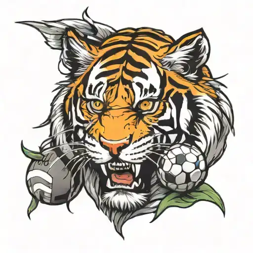 Football And A Tiger Face Made