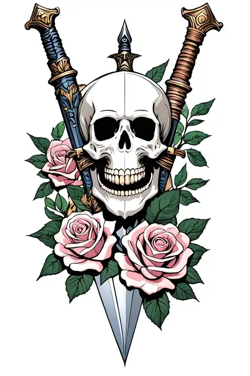 Skull Roses And Sword