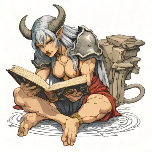 Female Gargoyle Warrior Reading