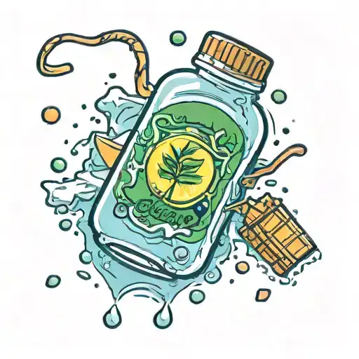 Lipton Tea Bag Leaning Against Bottle Of Clove Honey