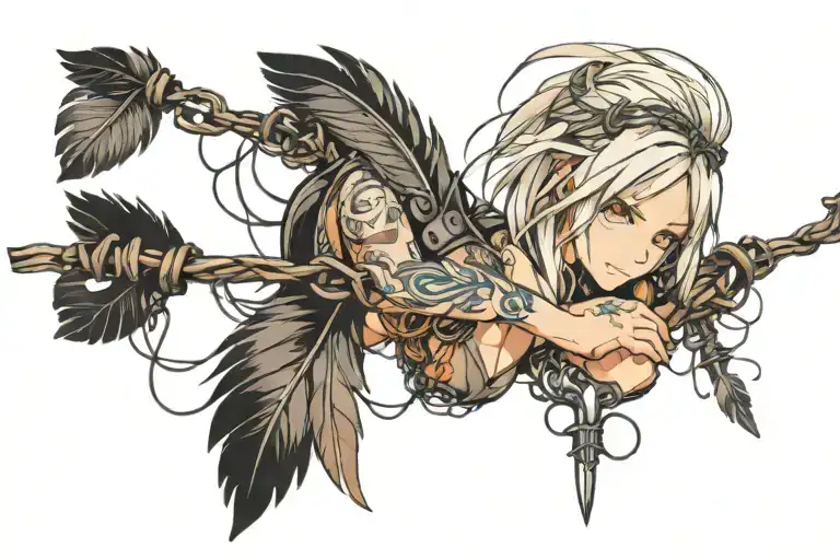 Feather Barbed Wire Wrapped