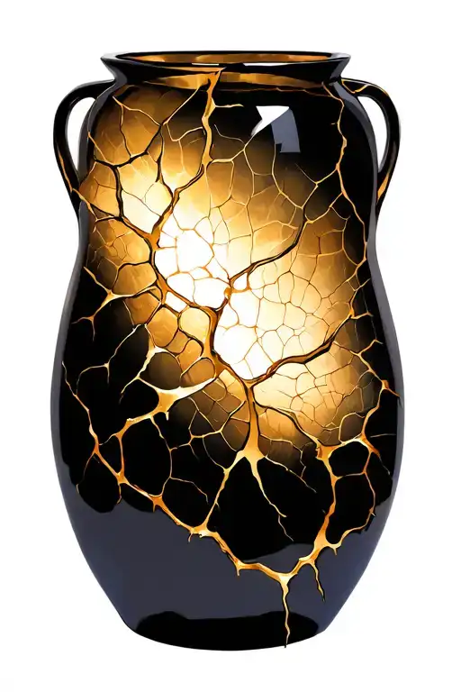 Gentle Kitsungi Gold Cracks Through A Large Vase