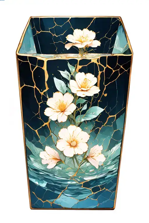 Gentle Kitsungi Gold Cracks Through A Large Rectangle Vase