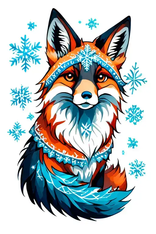 Fox And Snowflakes