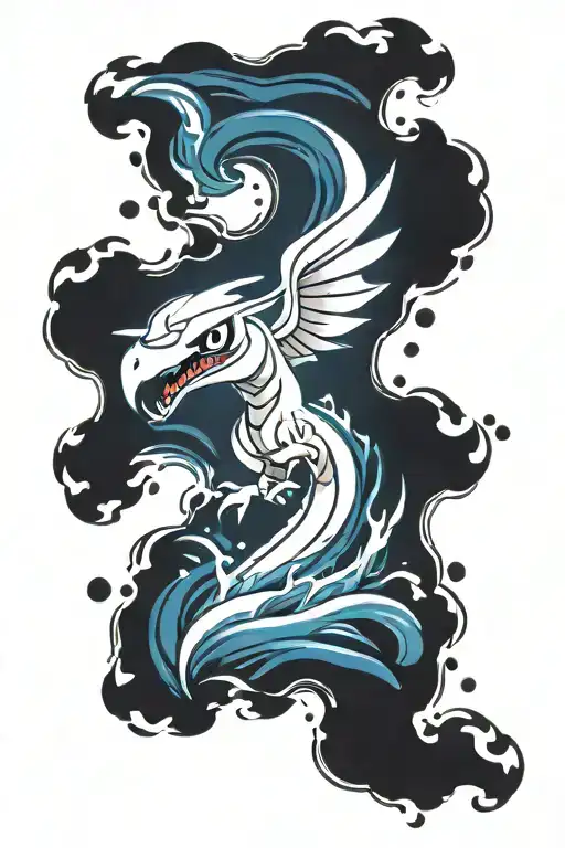 Lugia Pokemon Face With Waves Flowing