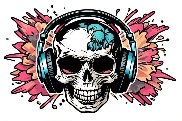 Skull Wearing Headphones