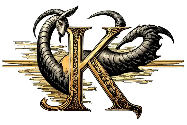 Letter K With Capricorn Symbol