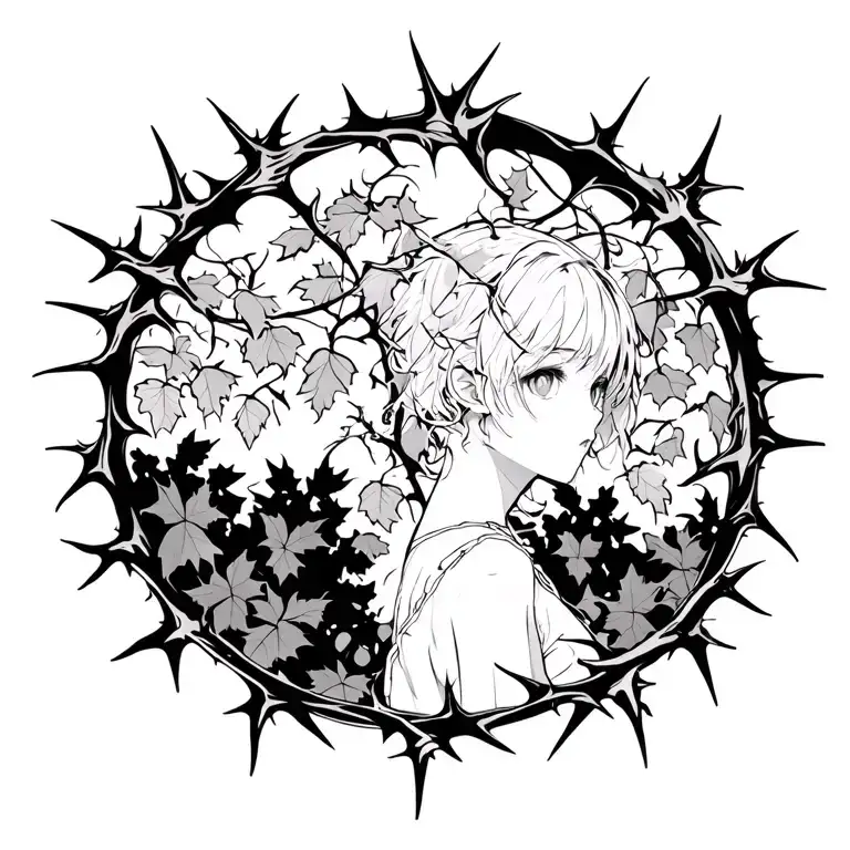 Vineyards With Thorns In The Middle Of The Black And White Back