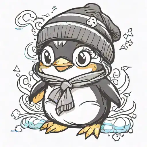 Chibi Penguin Wearing A Beanie