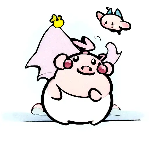 Cute Cartoon Chubby Pig With Cute Angel Wings