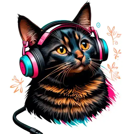 Cat Wearing Headphones