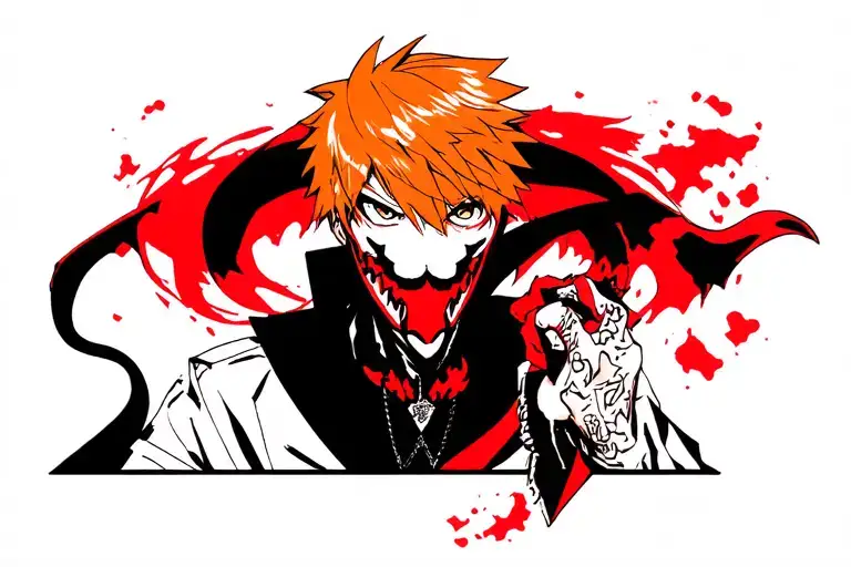 Ichigo Kurosaki With A Mask Of Demon