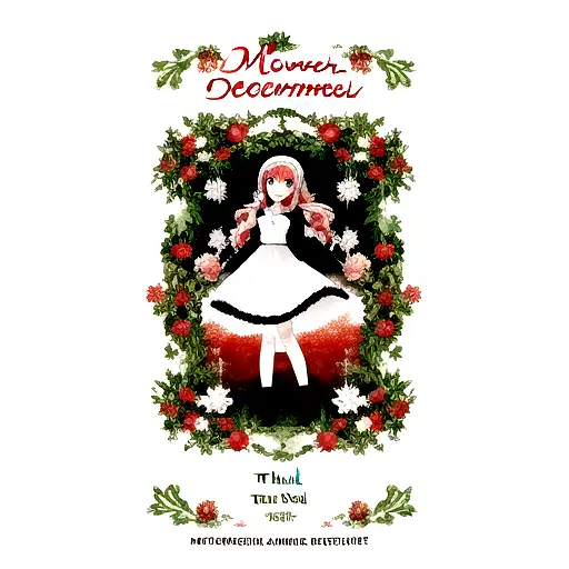 The Word December With Floral