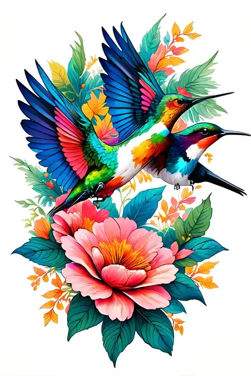 Masculine Hummingbirds With Flowers